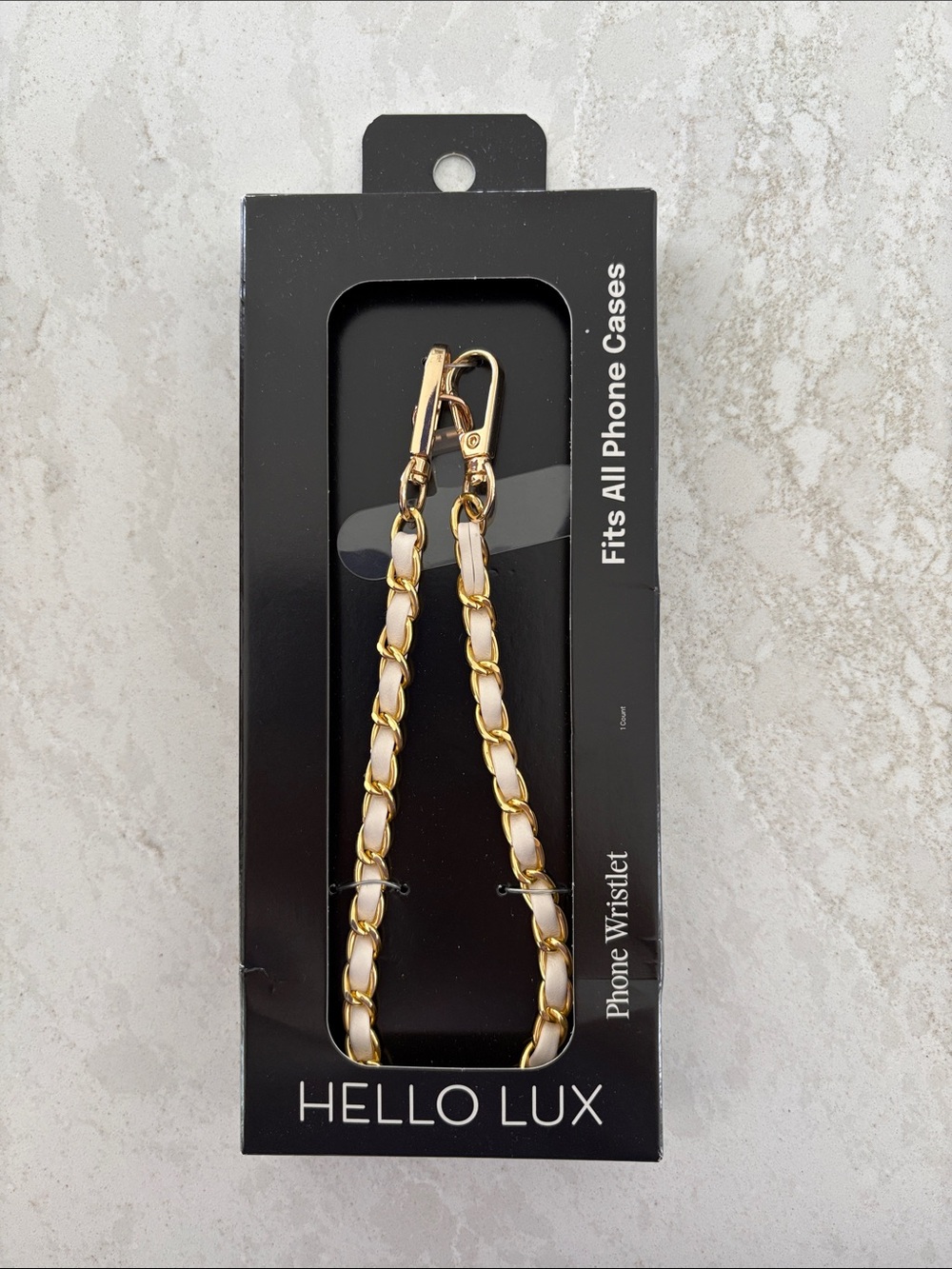 Gold and Cream HELLOLUX Phone Wristlet